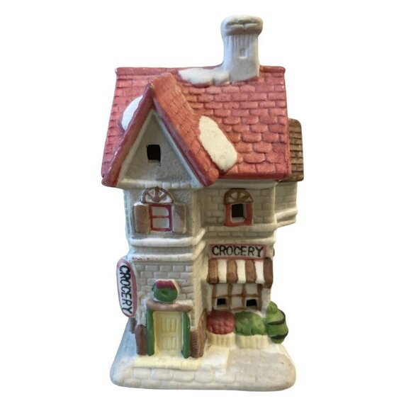 Miniature Ceramic Grocery Store Christmas Village 5" tall - Picture 1 of 6